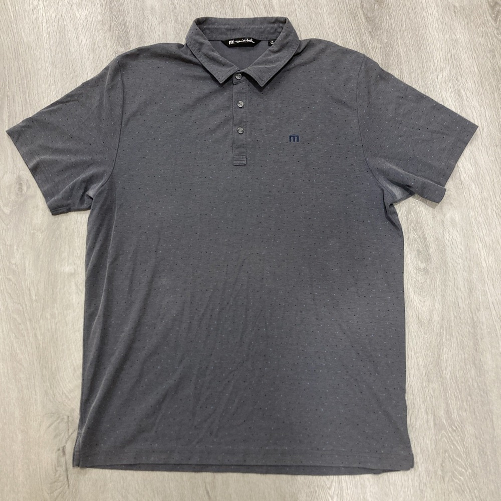 Travis Mathew Men's Short Sleeve Golf Polo Shirt XL Gray Polka Dot